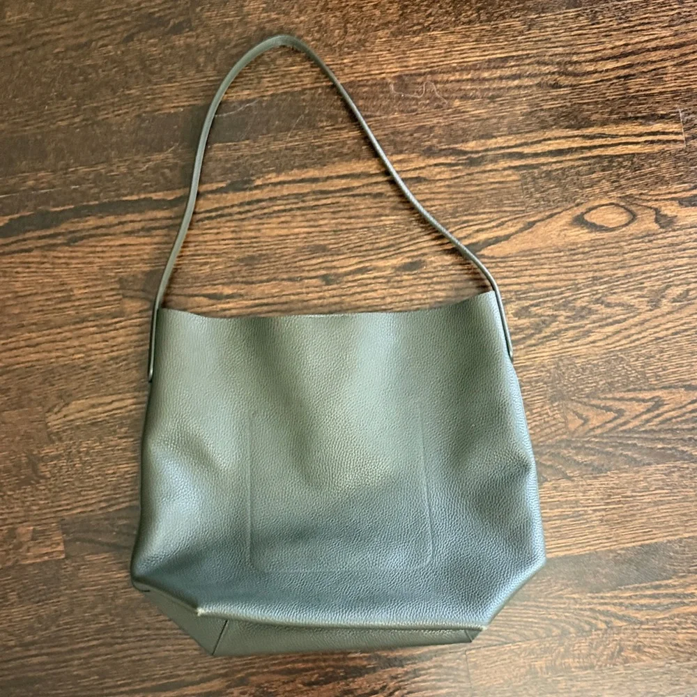 Mansur Gavriel Dark Green Everyday Cabas Leather Hobo Bag - Picture 5 of 7